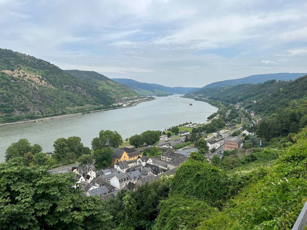View of Bacharach Old Town and the Rhine from the hill